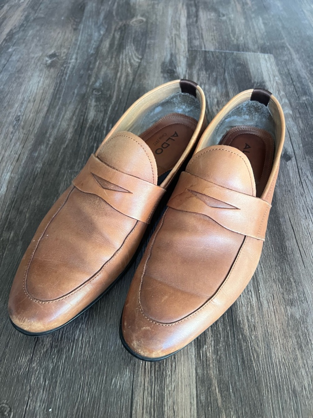 Aldo Brown Leather Penny Loafers